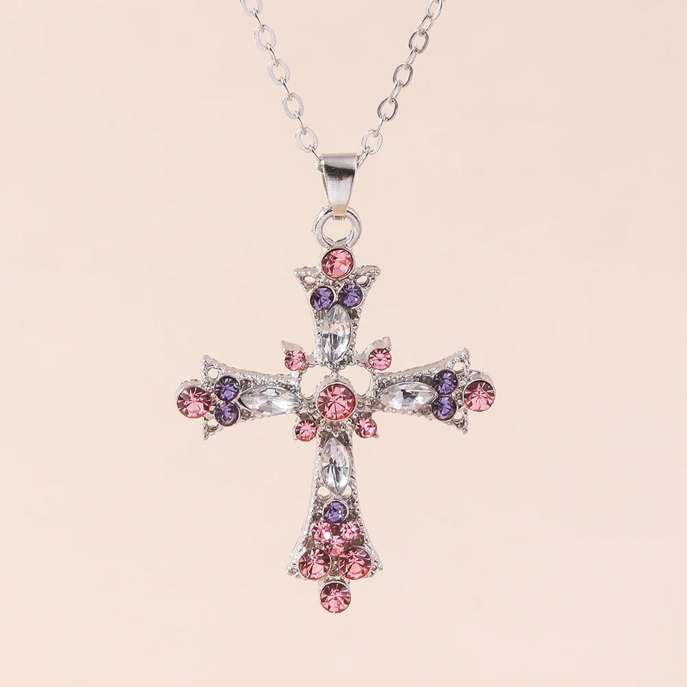 Retro Cross Pendant Necklaces for Women Men Gothic Steampunk Skull Necklace Chain Hip Hop Jewelry Gifts