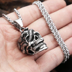 Skull Snake Pendant Necklace — Stainless Steel