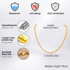 Gold Franco Chain Necklace 3mm — Stainless Steel