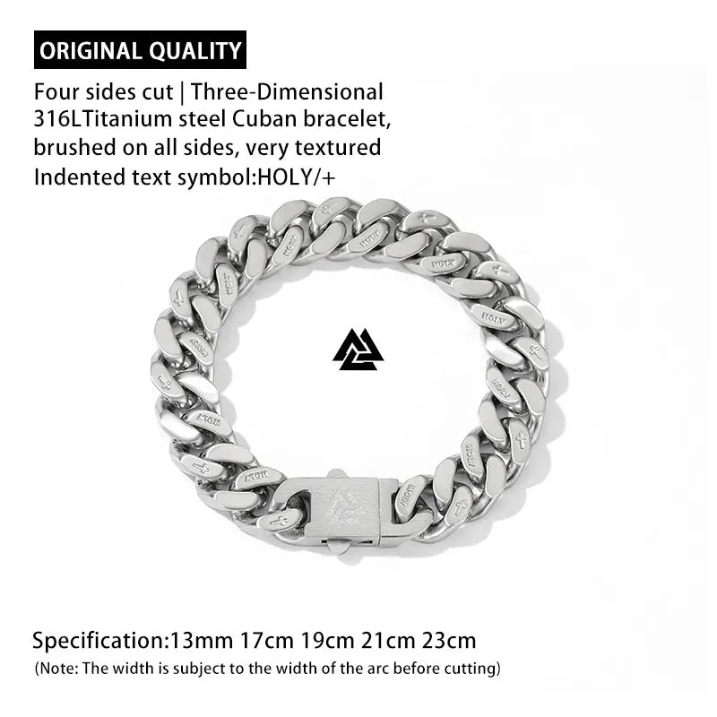 Original Cross Stainless Steel Cuban Bracelet Brushed Frosted Men and Women Couple Gift Faith Amulet