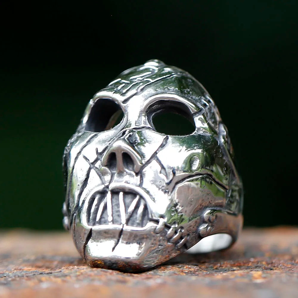 Flowers Skull Mask Ring — Stainless Steel
