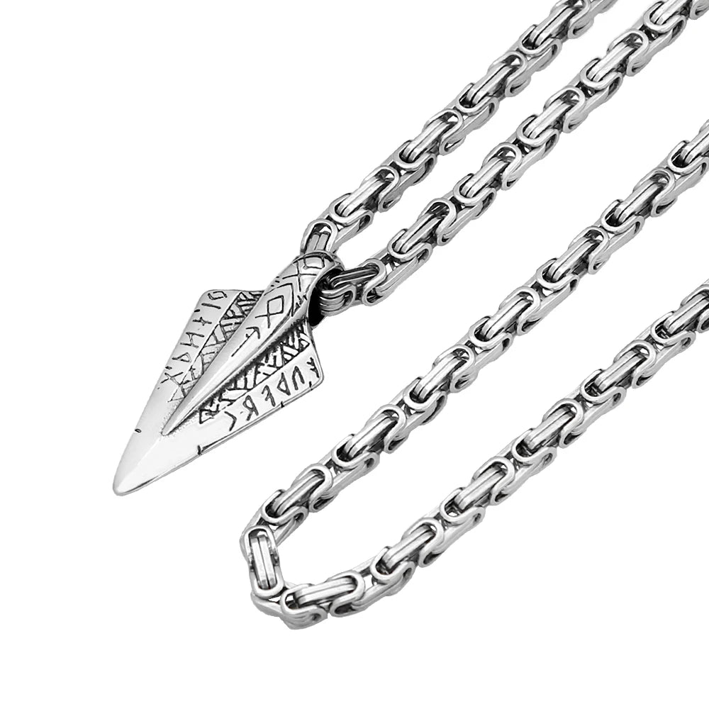 Fashion Vintage Viking Spear Pendant Stainless Steel Norse Rune necklaces For Men Women Unique Amulet Jewelry Gift Dropshipping