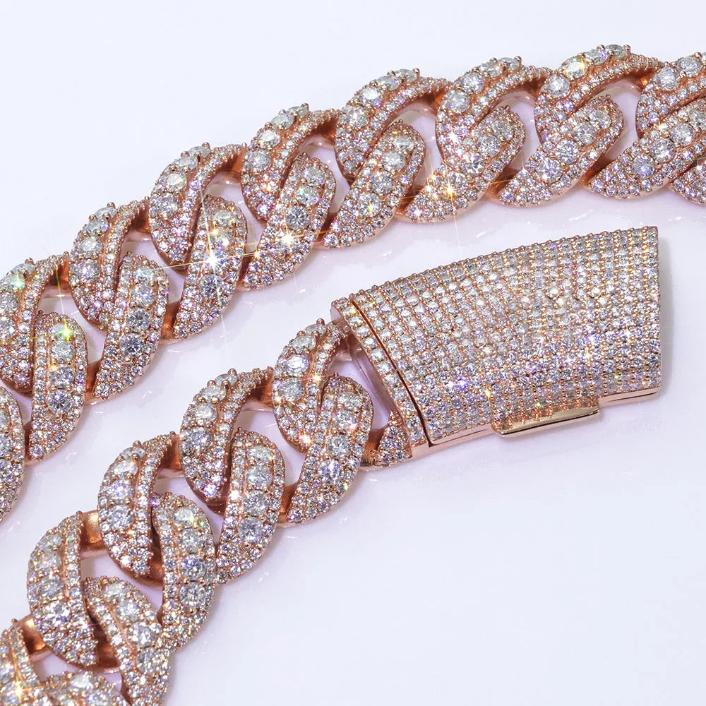 Iced Out Miami Cuban Chain 22mm — Rose Gold