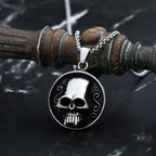 Round Skull Face Pendant Necklace — Gothic
