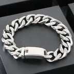 Men's Hip Hop Stainless Steel Cuban Link Bracelets Classic 16MM Width Vacuum Plated Chunky Chain Bracelet for Man Never