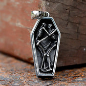 Steampunk Gothic Coffin Skull Pendant Necklace — Stainless Steel