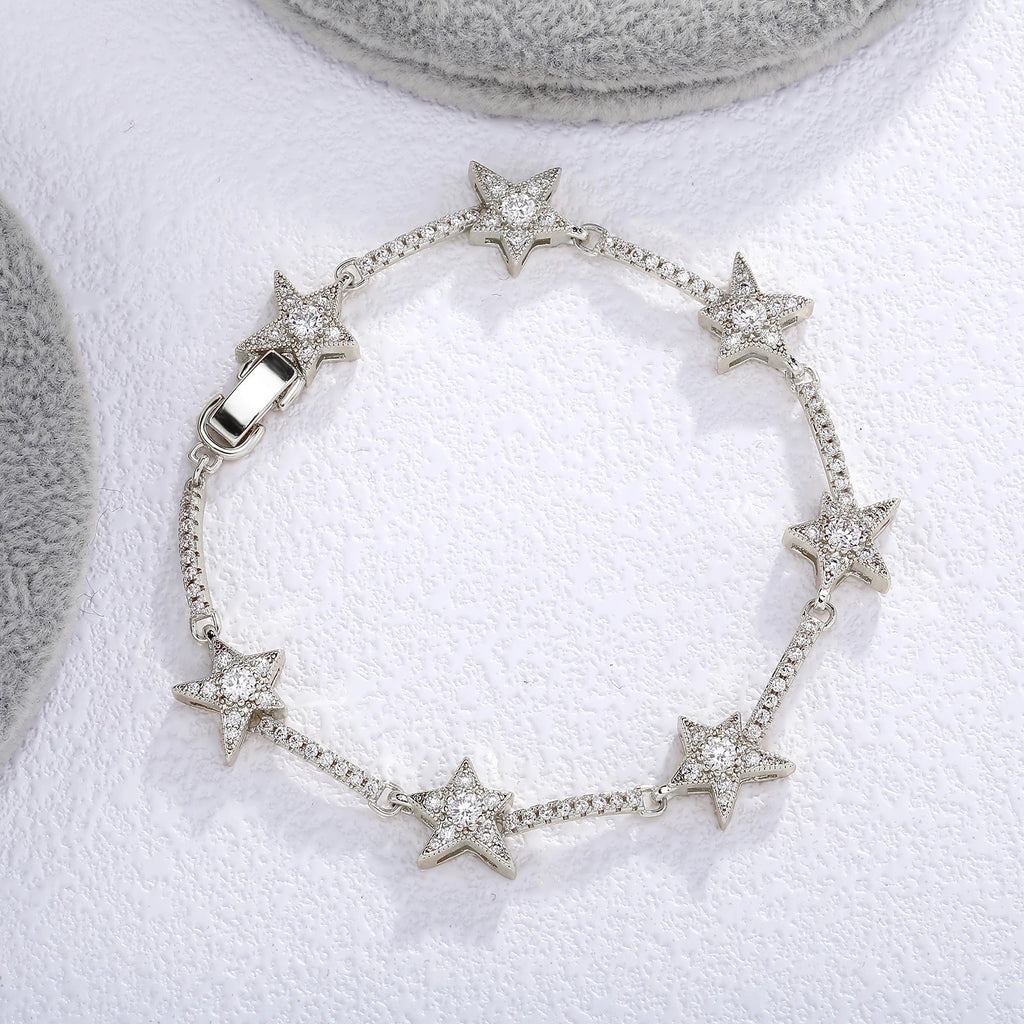 Gold Iced Out Star Bracelet CZ Statement