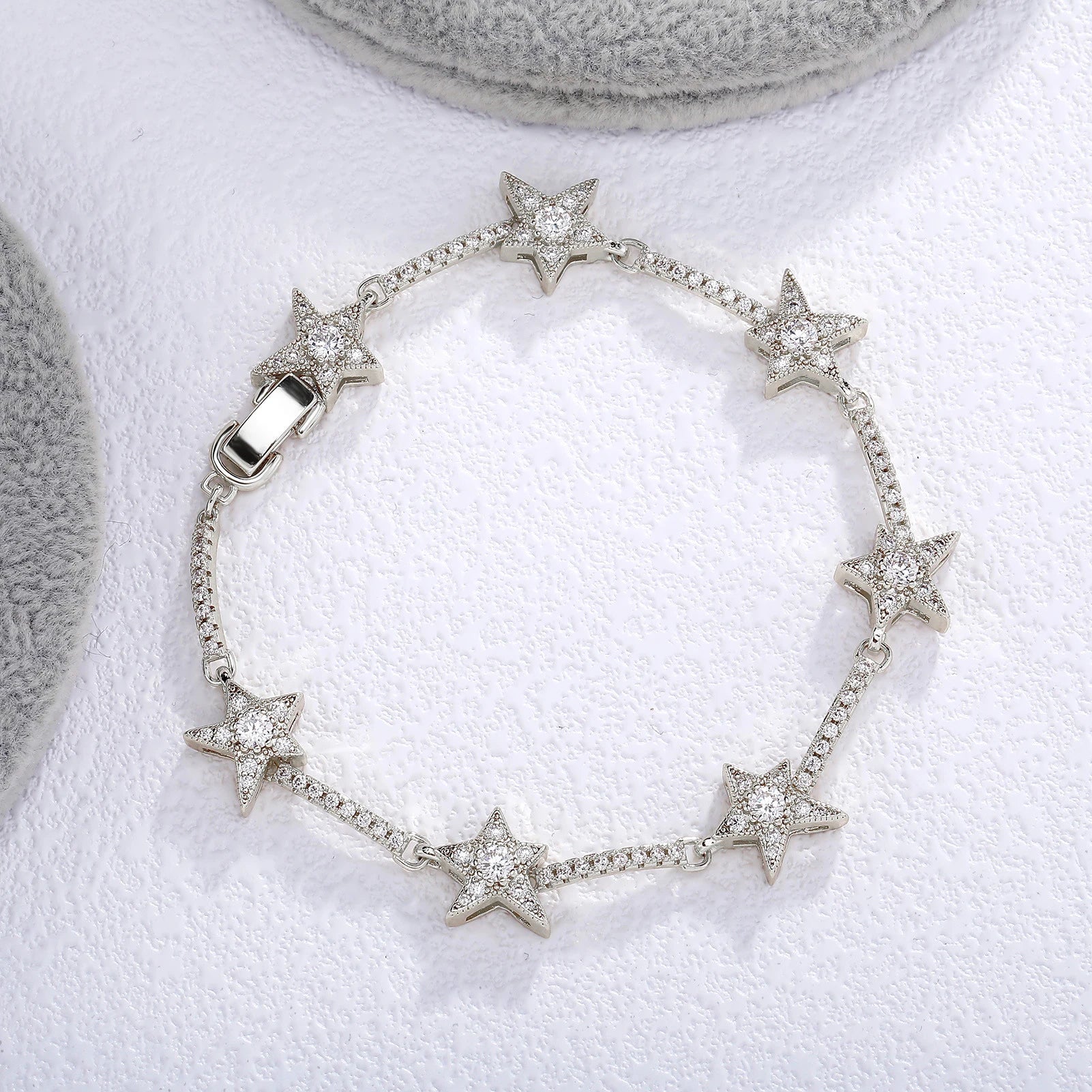 Gold Iced Out Star Bracelet CZ Statement