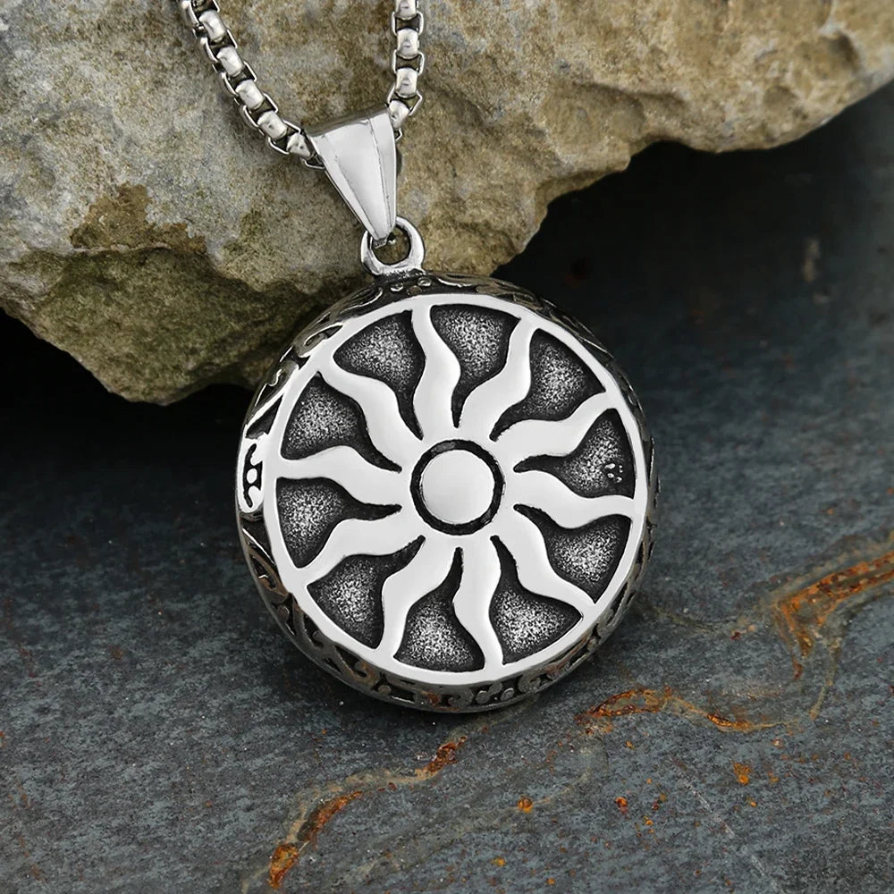 Sun God Pendant Necklace — Stainless Steel