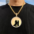 ESKEEM Big Circle Photo Medallions Chain Pendant Iced Out Men Hip Hop Memory Picture Pendant Jewelry Christmas Gift