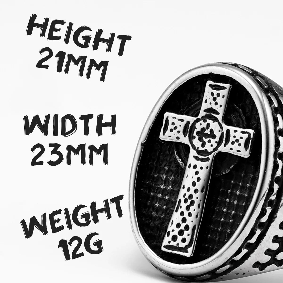 Cross Amulet Ring — Stainless Steel