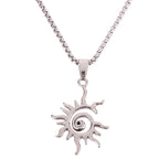 Fashion Creative Sun Flame Pendant Necklace Punk Hip Hop Retro Hipster Men's Hollowed Out Titanium Steel Necklace