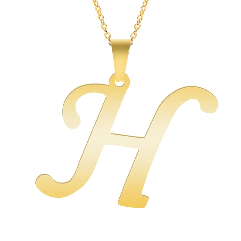 Initial 26 Letters Pendant Stainless Steel Necklaces For Women Men Accessories English Alphabet Necklace Fashion