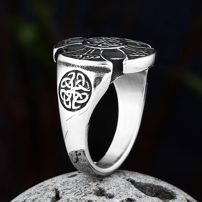 Viking Norse Cross Amulet Ring — Stainless Steel