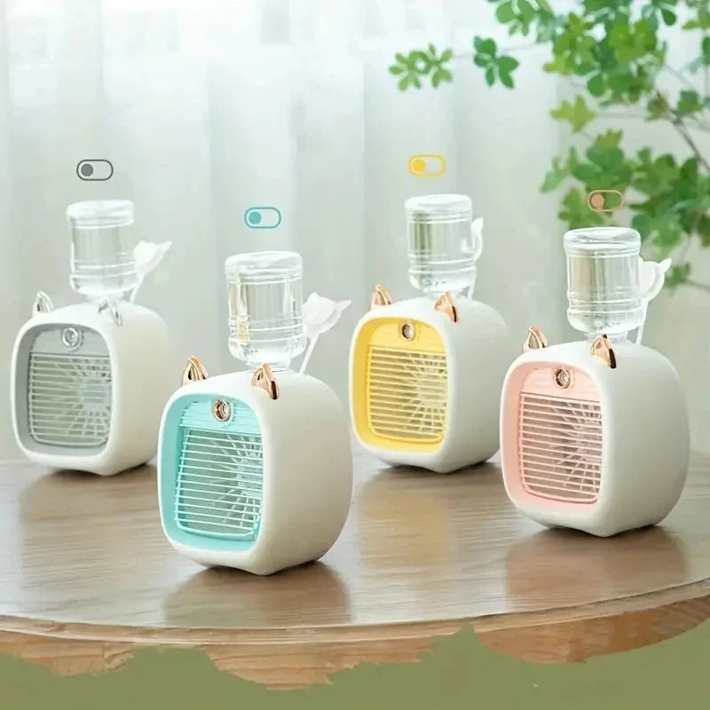 TINSOL USB Mini Air Conditioning Fan, Humidifier Desktop Fan Spray Electric, 1200mAh, Three Gear Air Conditioning