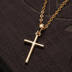 2022 Fashion Stainless Steel Necklace For Men Women Black Gold Color Silver Color Cross Pendant Chain Necklace Jewelry