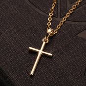 Cross Gold Black Stainless Steel Pendant Chain Necklace
