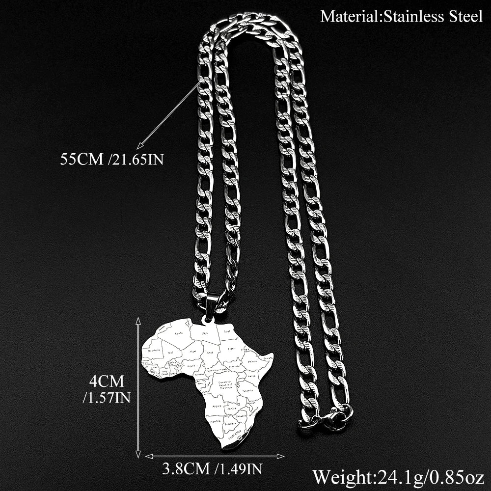 Africa Map Pendant Necklace — Gold-Tone
