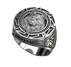 925 Sterling Silver Ring Retro Wolf Totem Silver Ring Warrior Wolf Head Men's Ring Gift for Male