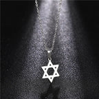 Star of David Heart Pendant Necklace — Stainless Steel