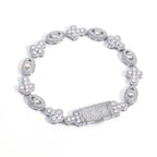 Two-Tone Cross Bracelet 18K Gold Silver CZ