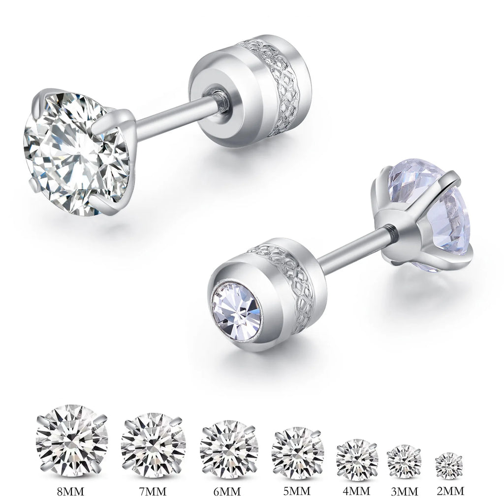 2PC Stainless Steel Mini Crystal CZ Screw Stud Earrings Ear Bone Nail Cartilage Helix Lobe Earring Ear Piercing Body