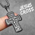 Jesus Cross Rune Pendant — Stainless Steel