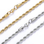 3MM Stainless Steel Twisted Rope Chain Necklaces For Men Women Hip Hop Titanium Steel Choker Fashion Party Jewelry