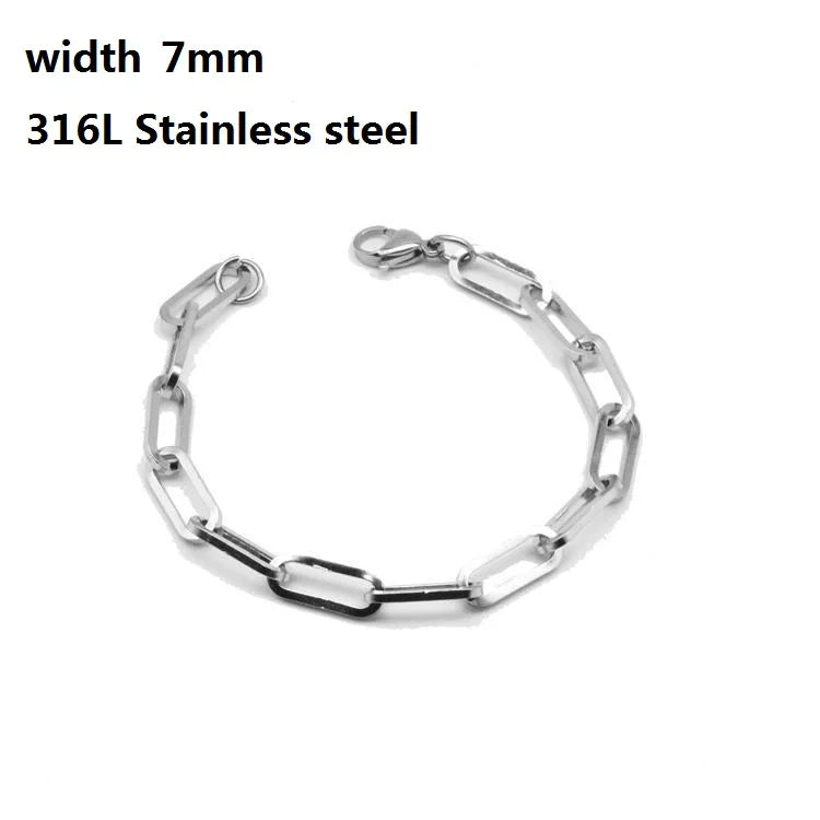 316L Stainless Steel Cuban Chain Bracelet for Men Women Figaro Vintage Metal Viking Kpop Pulseras Emo Cute Luxury