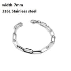 316L Stainless Steel Cuban Chain Bracelet for Men Women Figaro Vintage Metal Viking Kpop Pulseras Emo Cute Luxury