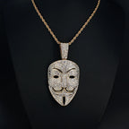 Men Women Hip Hop Large Rhinestone Mask Pendant Necklace With Twist Rope 4mm Tennis Chain HipHop Necklaces Fashion Jewelry Gift