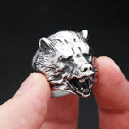 Viking Steel Ring Nordic Bear Head Slavic