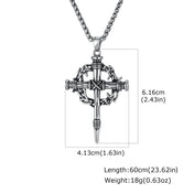 Thorn Crown Crucifix Necklace Franco Chain — Stainless Steel