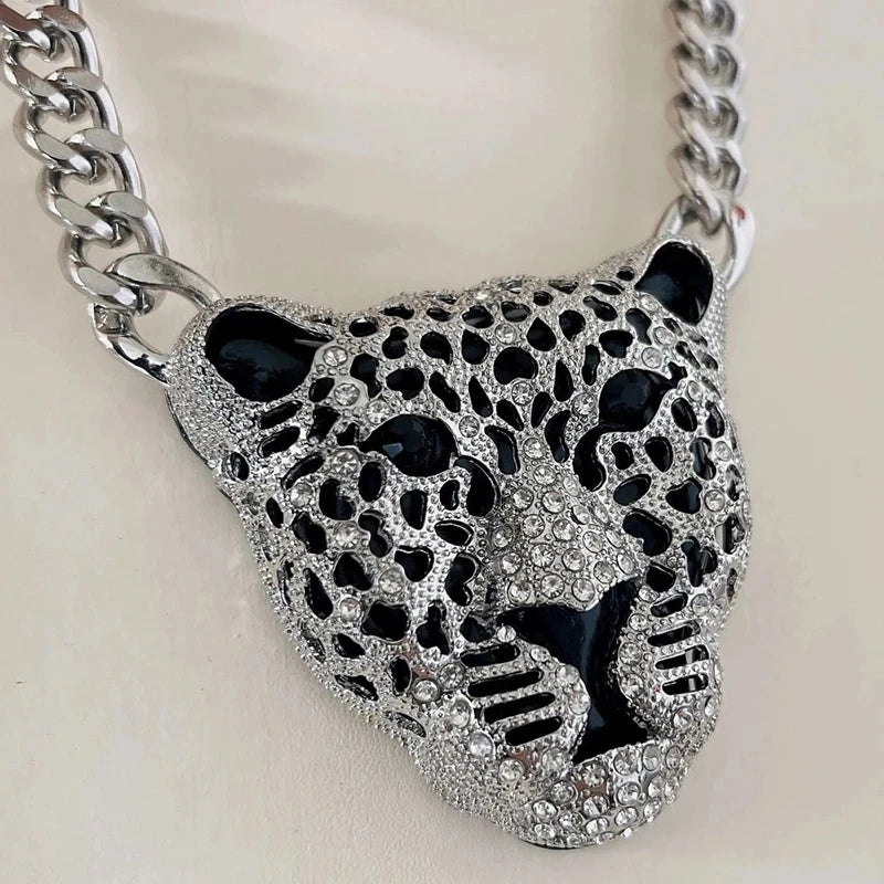 Iced Out Leopard Head Cuban Pendant — Gold