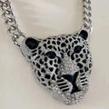 Iced Out Leopard Head Cuban Pendant — Gold