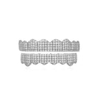 YOUNGX Fashion 8/8 Iced Out CZ Stone Fangs Teeth Grillz Hip Hop Cubic Zircon Tooth Caps For Women Men Jewelry Cosplay