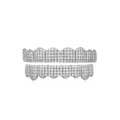 YOUNGX Fashion 8/8 Iced Out CZ Stone Fangs Teeth Grillz Hip Hop Cubic Zircon Tooth Caps For Women Men Jewelry Cosplay