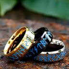 Viking Blue Rune Amulet Ring — Stainless Steel