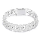 Iced Out Miami Cuban Link Bracelet for Men, Full CZ Diamond Hip Hop Bling Jewelry, Rapper Streetwear Accessory