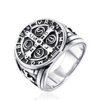 New Vintage Religious St. Benedict's Cross Ring Catholic Exorcism Church Men's Punk Niche Party Trend Metal Ring