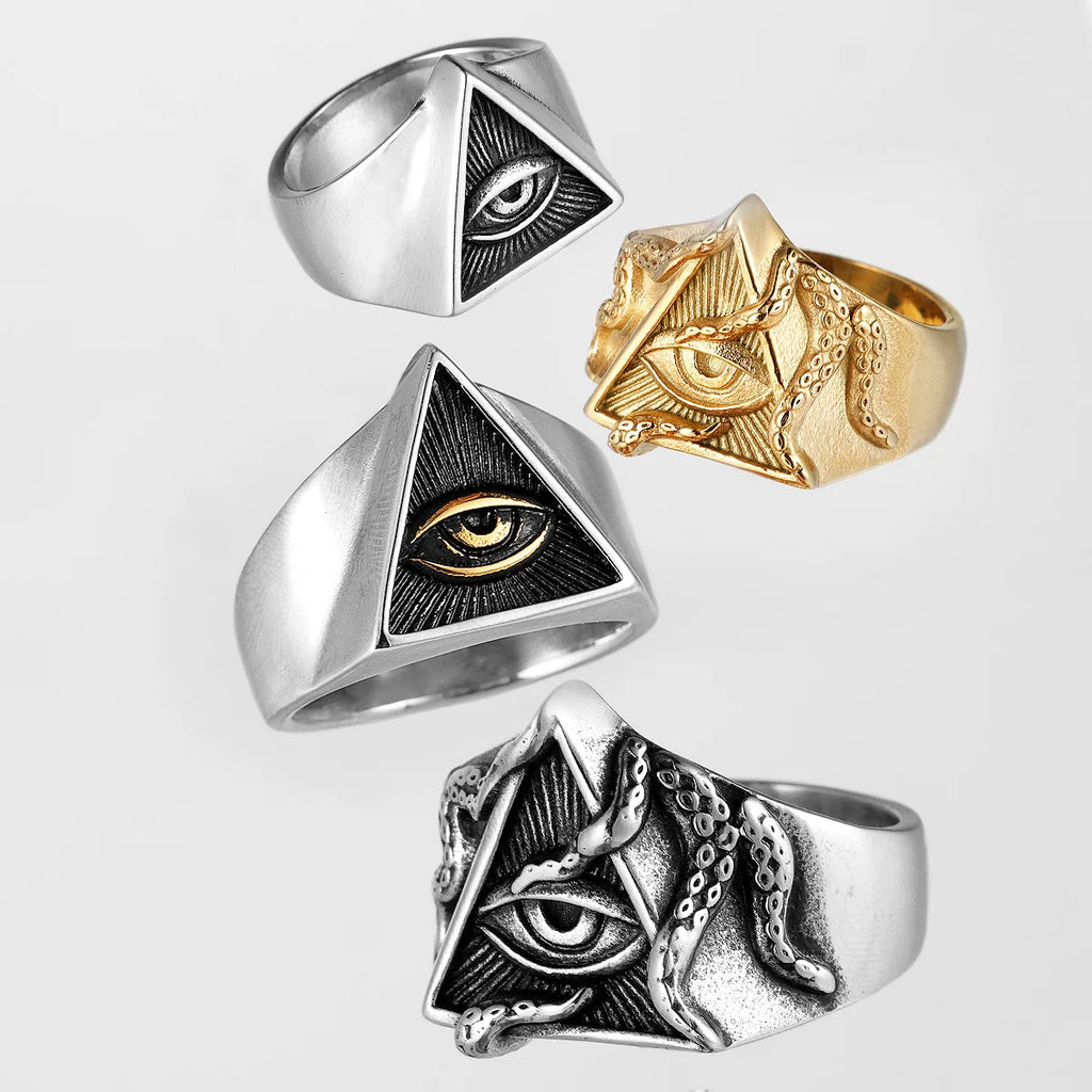 Freemason Illuminati Triangle Ring — Stainless Steel