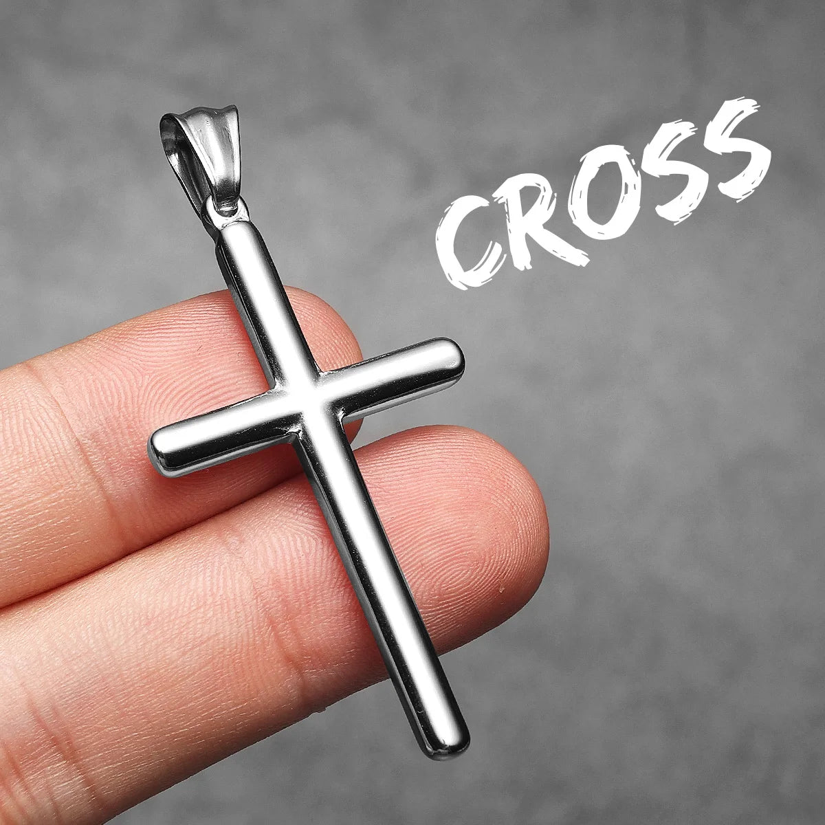 Cross Pendant Necklace Stainless Steel Simple