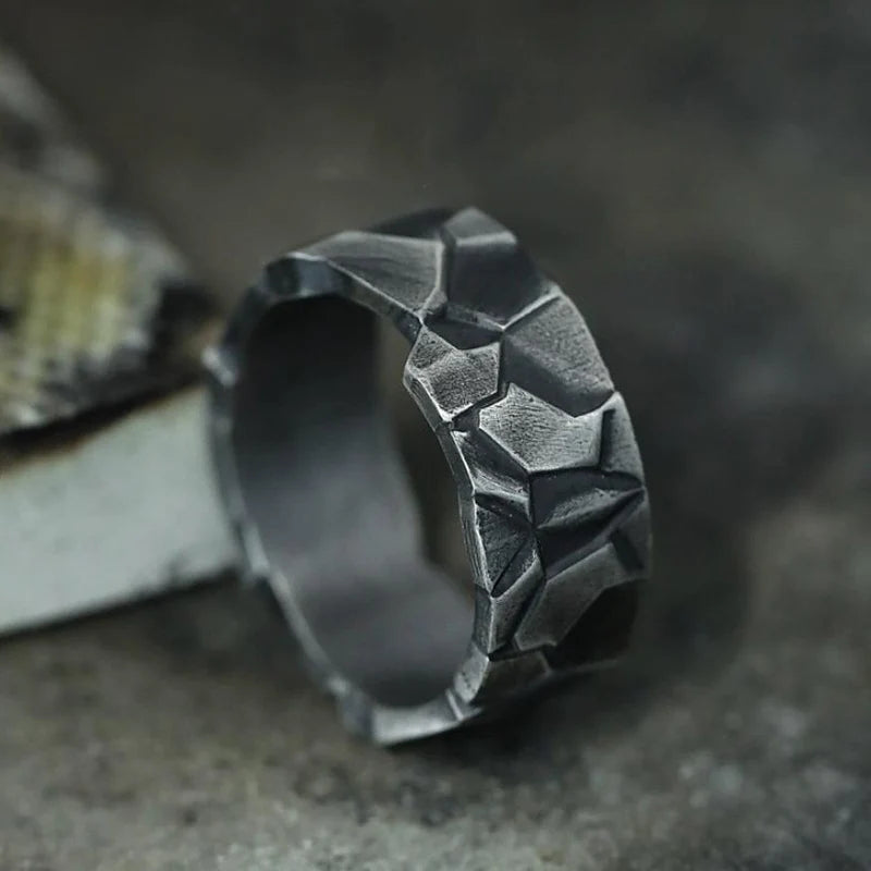 Retro Men's Ring with a High Grade feel Thai Silver Trendy Men's Niche Cutting Face Rings Personalized Finger Jewelry KOFSAC
