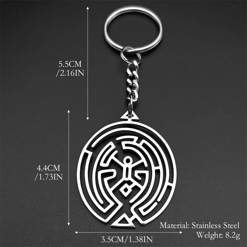 Silver Ring Hollow Hekate Wheel Keychain Trapped