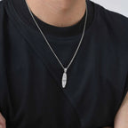 Summer Coconut Tree Pattern Oval Pendant Necklace for Men, Stainless Steel Dainty Fashion Necklace, Retro Jewelry Ocean Vacation