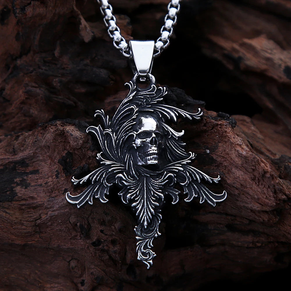 Gothic Death Skull Pendant — Stainless