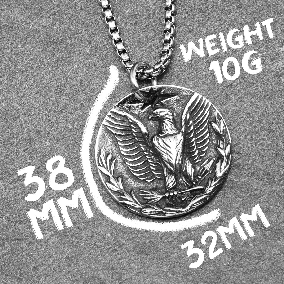 Eagle Badge Pendant Necklace Stainless Steel