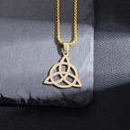 Silver Color Stainless Steel Pattern Witch Knot Pendant Necklace Celtic Knot Lucky Jewelry Christmas Gift for Friends Family