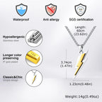 Lightning Bolt Pendant Necklace — Stainless Steel