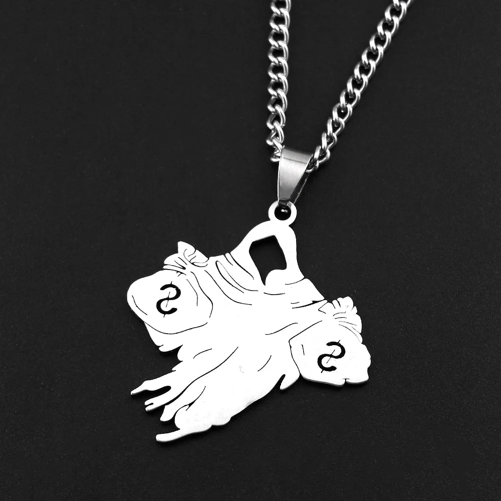 Money Bag Dollar Sign Pendant Necklace — Stainless Steel